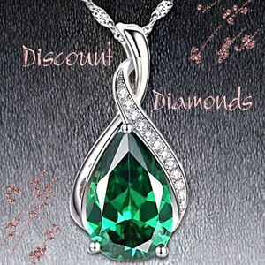 3.5 Ct. Green Emerald & White Baguette Diamond Pendant Necklace 925 Silver